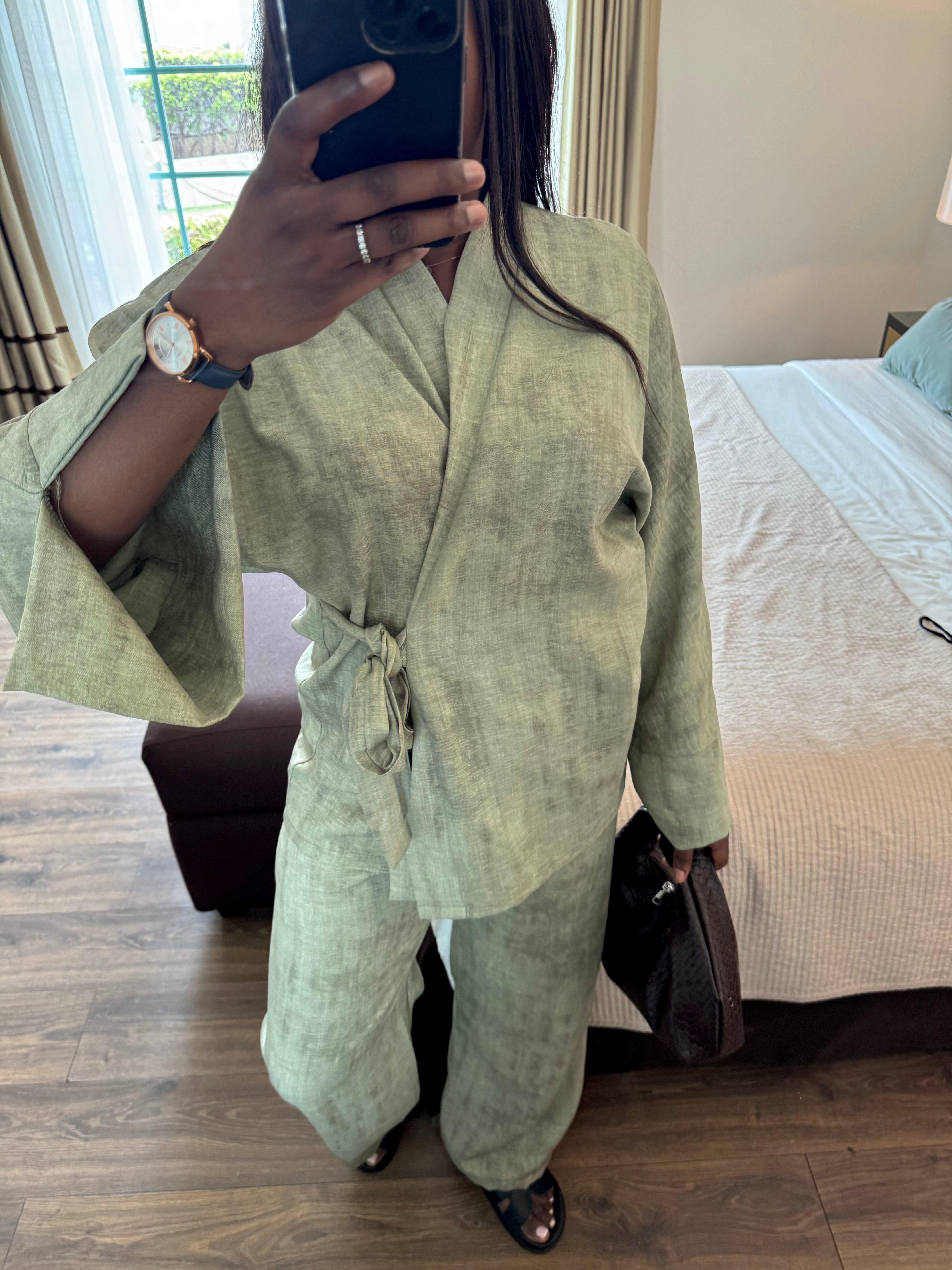 Ensemble à noué kaki